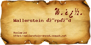 Wallerstein Árpád névjegykártya